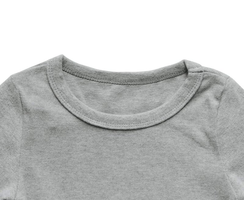 GLEAMING GRAIN Toddler Boys Girls Long Sleeve T-Shirts Unisex Kids Cotton Basic Round Neck Top Tee Gray 7T - Image 2